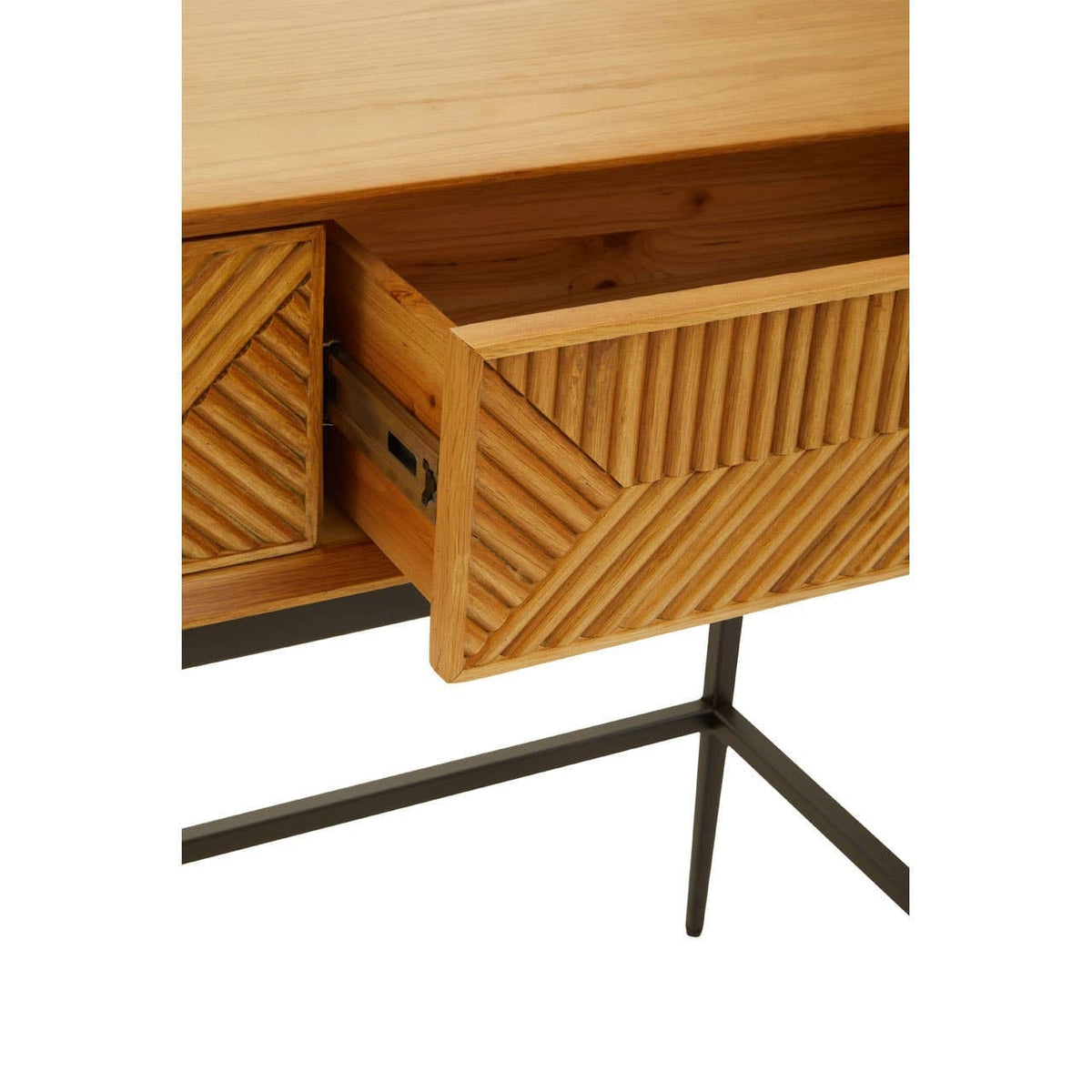 Hamilton Interiors Living Jakara Natural Finish Console Table with 2 Drawers House of Isabella UK