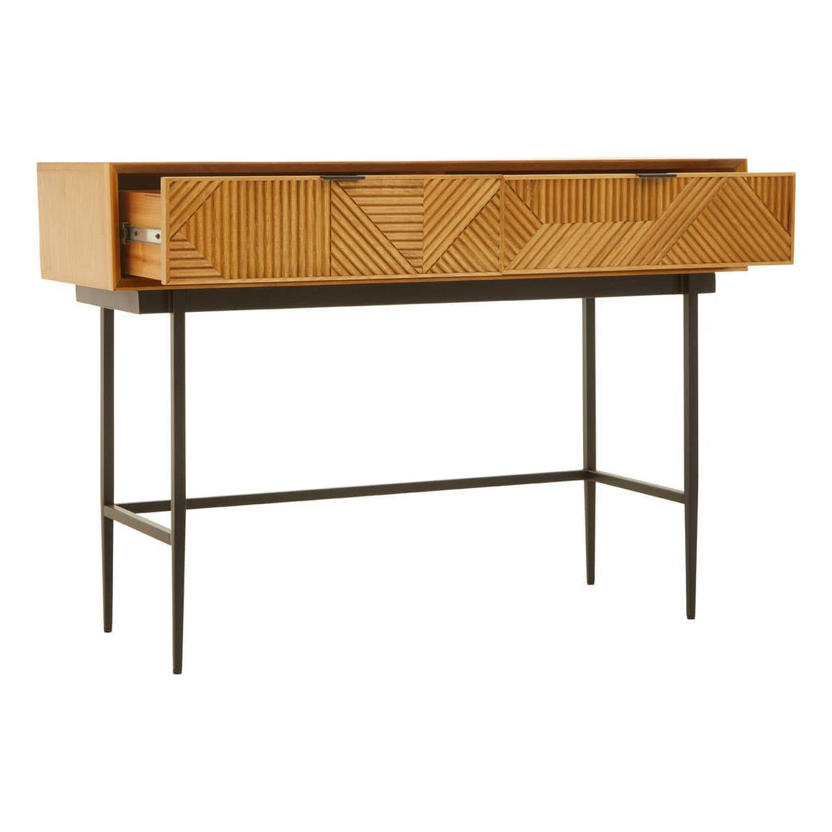 Hamilton Interiors Living Jakara Natural Finish Console Table with 2 Drawers House of Isabella UK