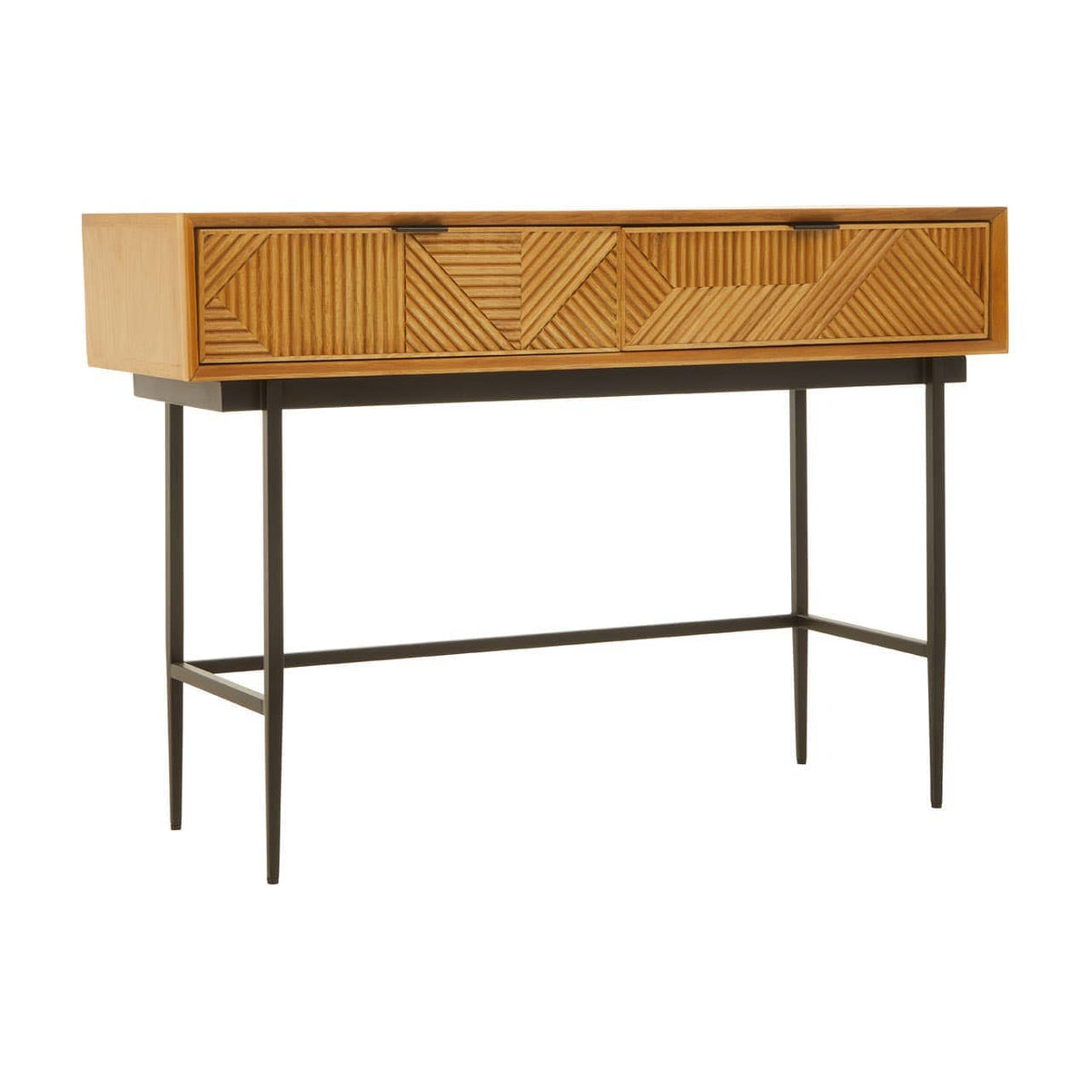 Hamilton Interiors Living Jakara Natural Finish Console Table with 2 Drawers House of Isabella UK