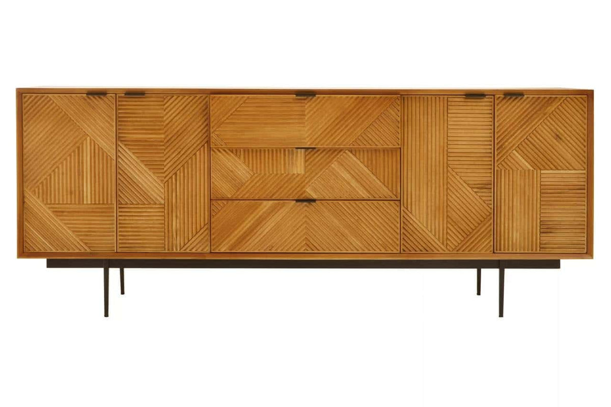 Hamilton Interiors Living Jakara Natural Finish Sideboard with 4 Doors and  3 Drawers House of Isabella UK