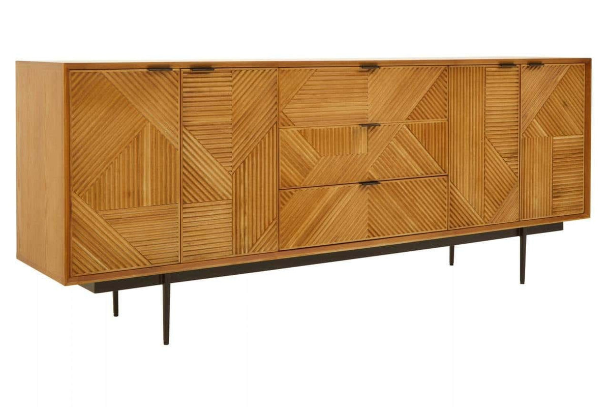 Hamilton Interiors Living Jakara Natural Finish Sideboard with 4 Doors and  3 Drawers House of Isabella UK