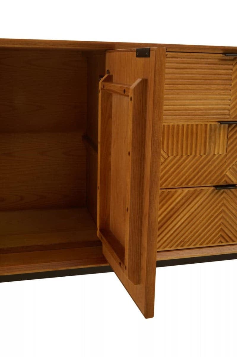 Hamilton Interiors Living Jakara Natural Finish Sideboard with 4 Doors and  3 Drawers House of Isabella UK