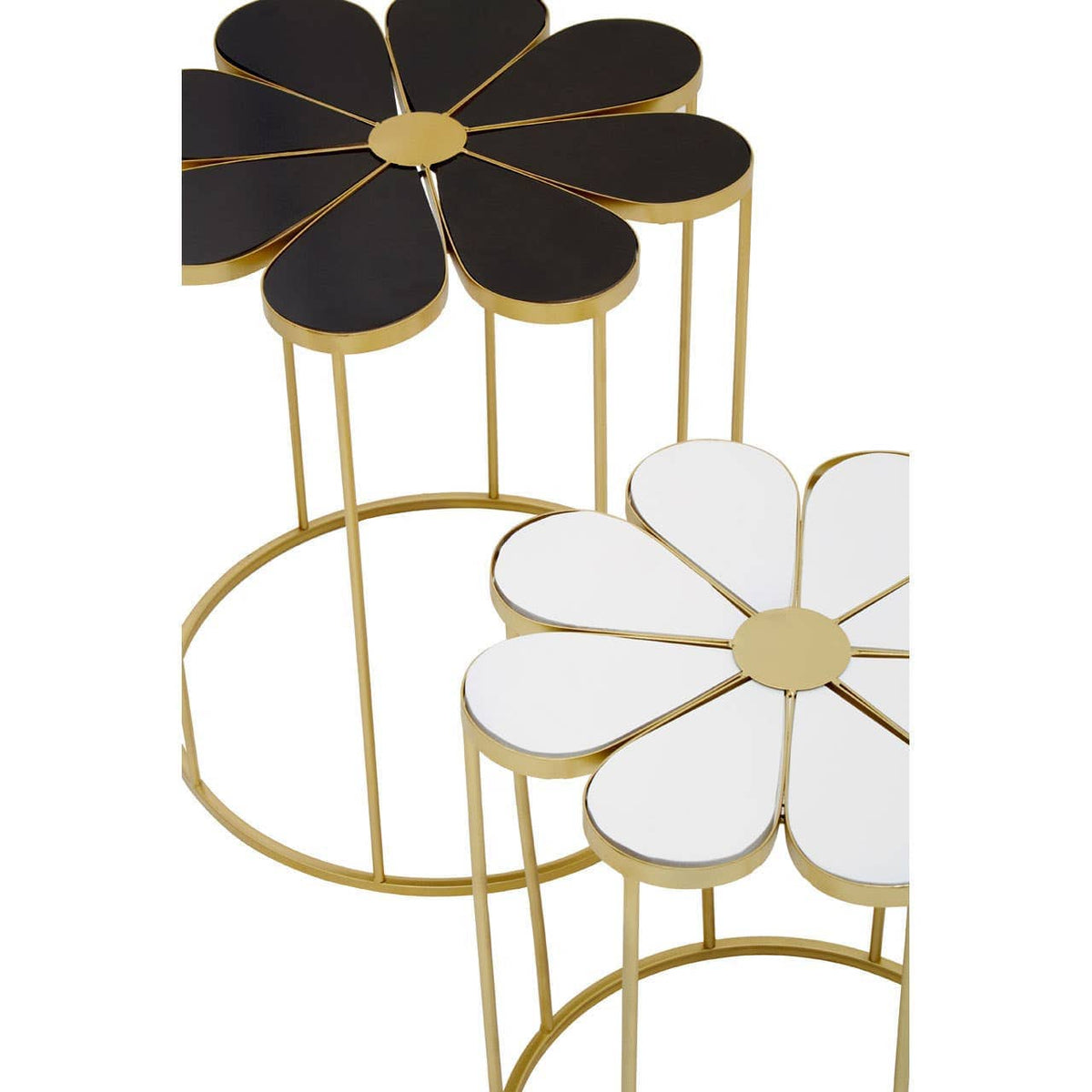 Hamilton Interiors Living Jodie Set Of Two Black And White Petal Tables House of Isabella UK