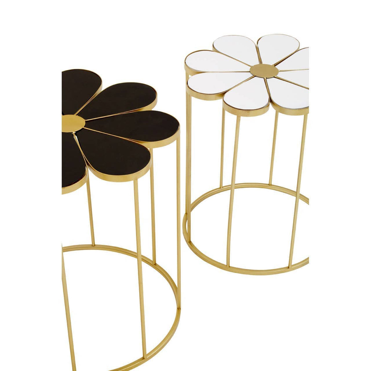 Hamilton Interiors Living Jodie Set Of Two Black And White Petal Tables House of Isabella UK