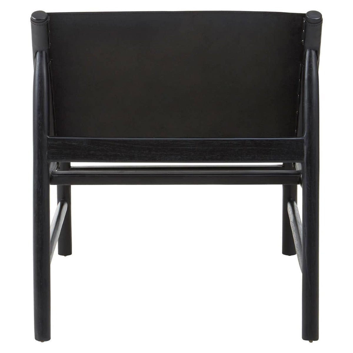 Hamilton Interiors Living Kendari Black Leather and Teak Modern Sling Chair House of Isabella UK