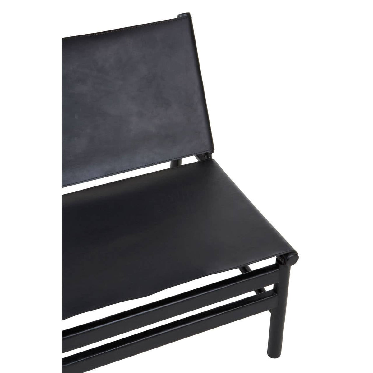 Hamilton Interiors Living Kendari Black Leather and Teak Modern Sling Chair House of Isabella UK