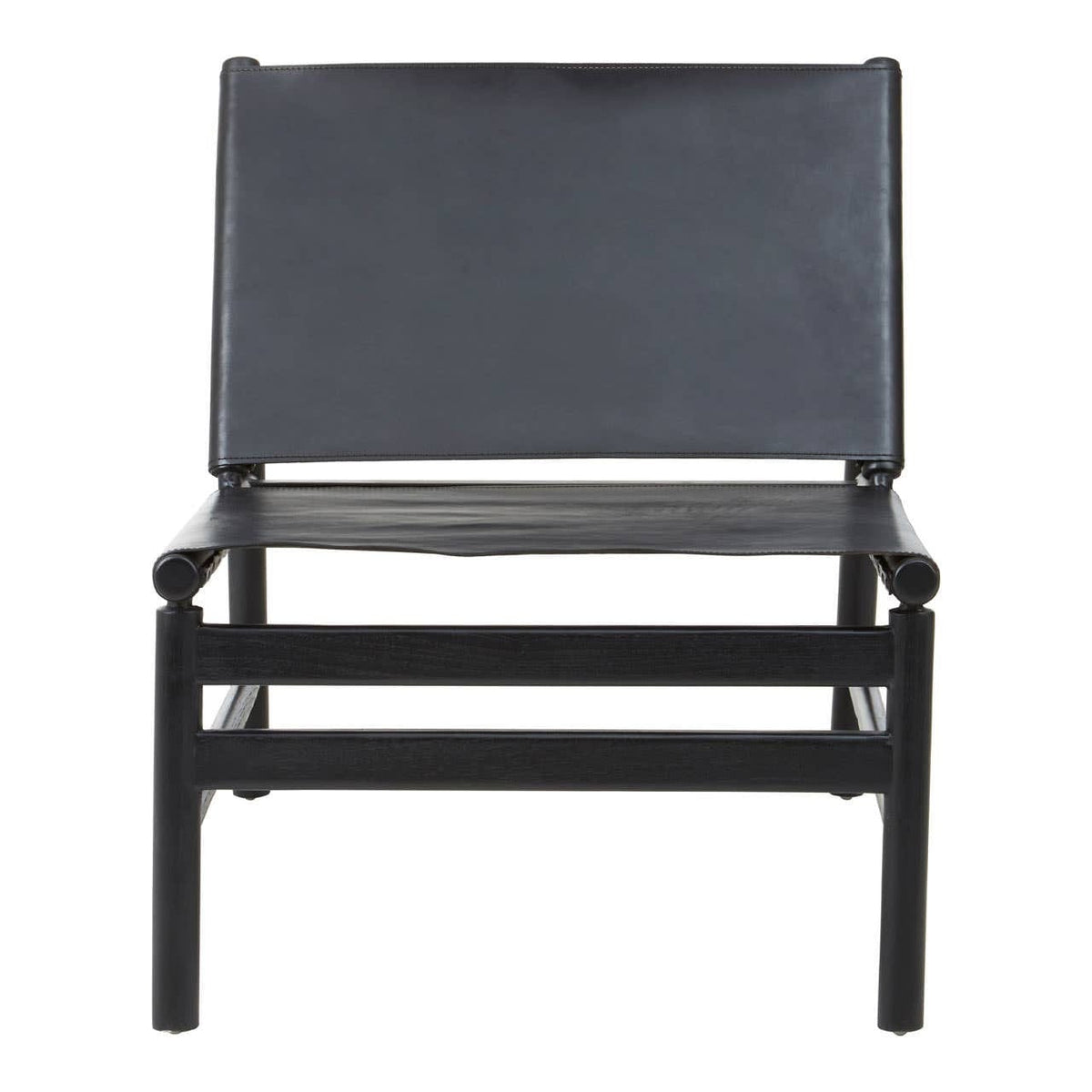 Hamilton Interiors Living Kendari Black Leather and Teak Modern Sling Chair House of Isabella UK