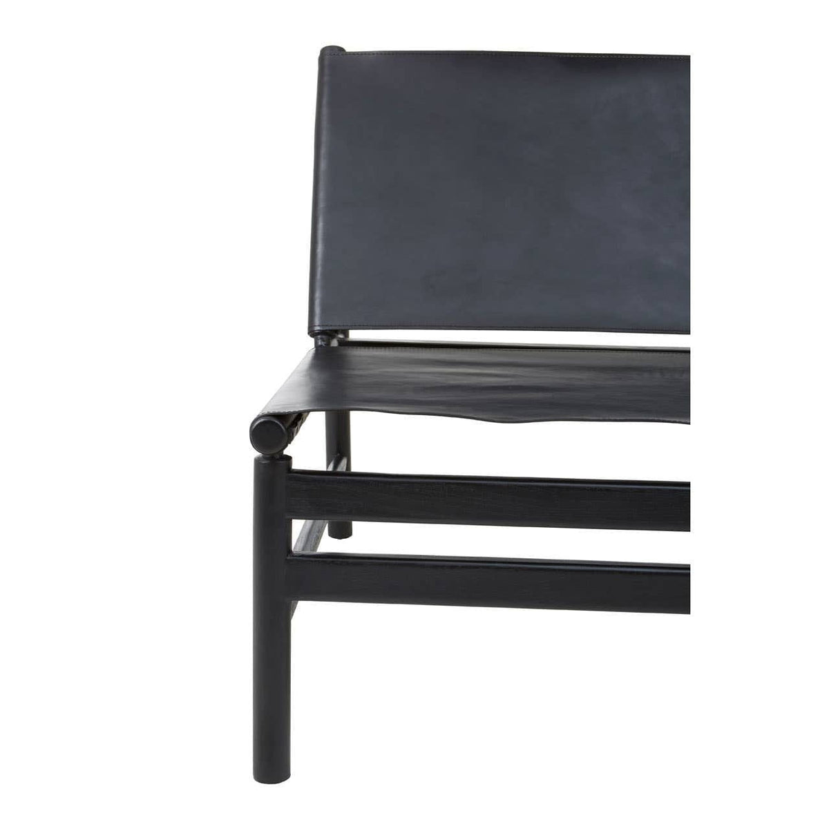Hamilton Interiors Living Kendari Black Leather and Teak Modern Sling Chair House of Isabella UK