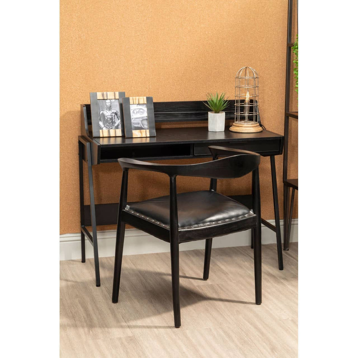 Hamilton Interiors Living Kendari Black Leather and Teak Wood Chair House of Isabella UK