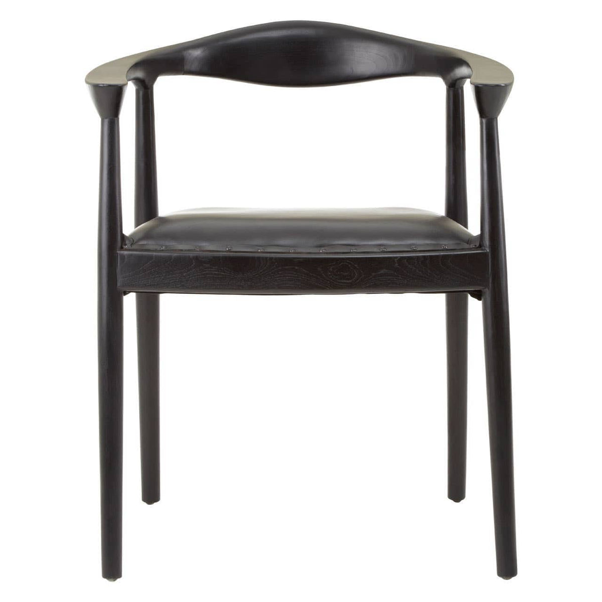Hamilton Interiors Living Kendari Black Leather and Teak Wood Chair House of Isabella UK