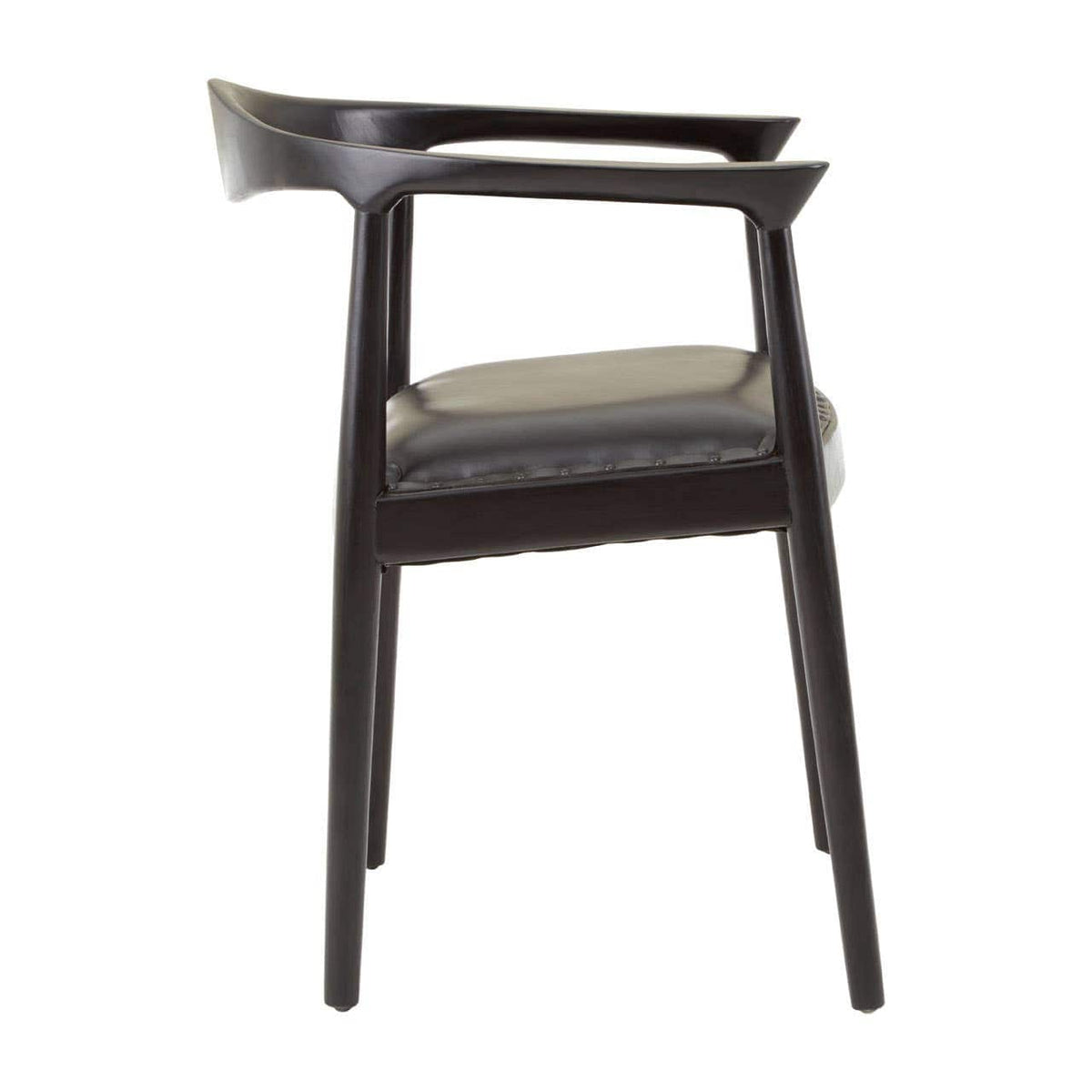 Hamilton Interiors Living Kendari Black Leather and Teak Wood Chair House of Isabella UK