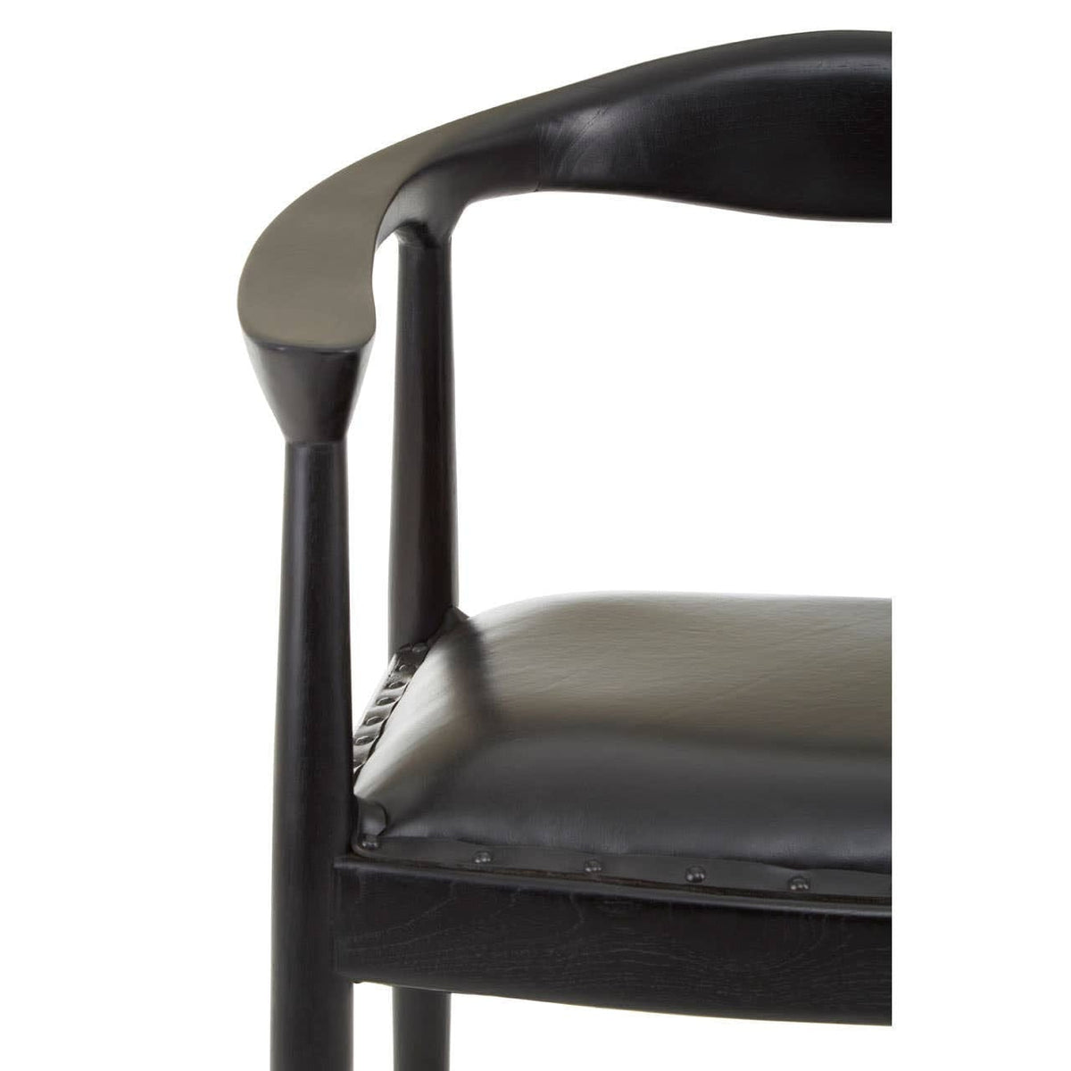Hamilton Interiors Living Kendari Black Leather and Teak Wood Chair House of Isabella UK