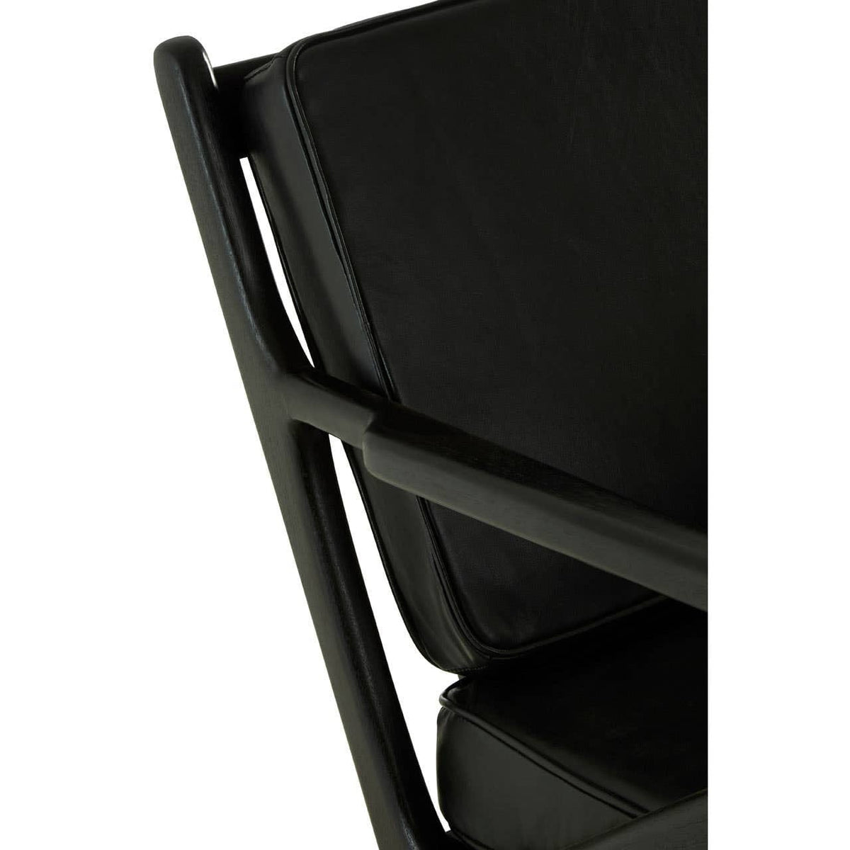 Hamilton Interiors Living Kendari Black Leather and Teak Wood Frame Armchair House of Isabella UK