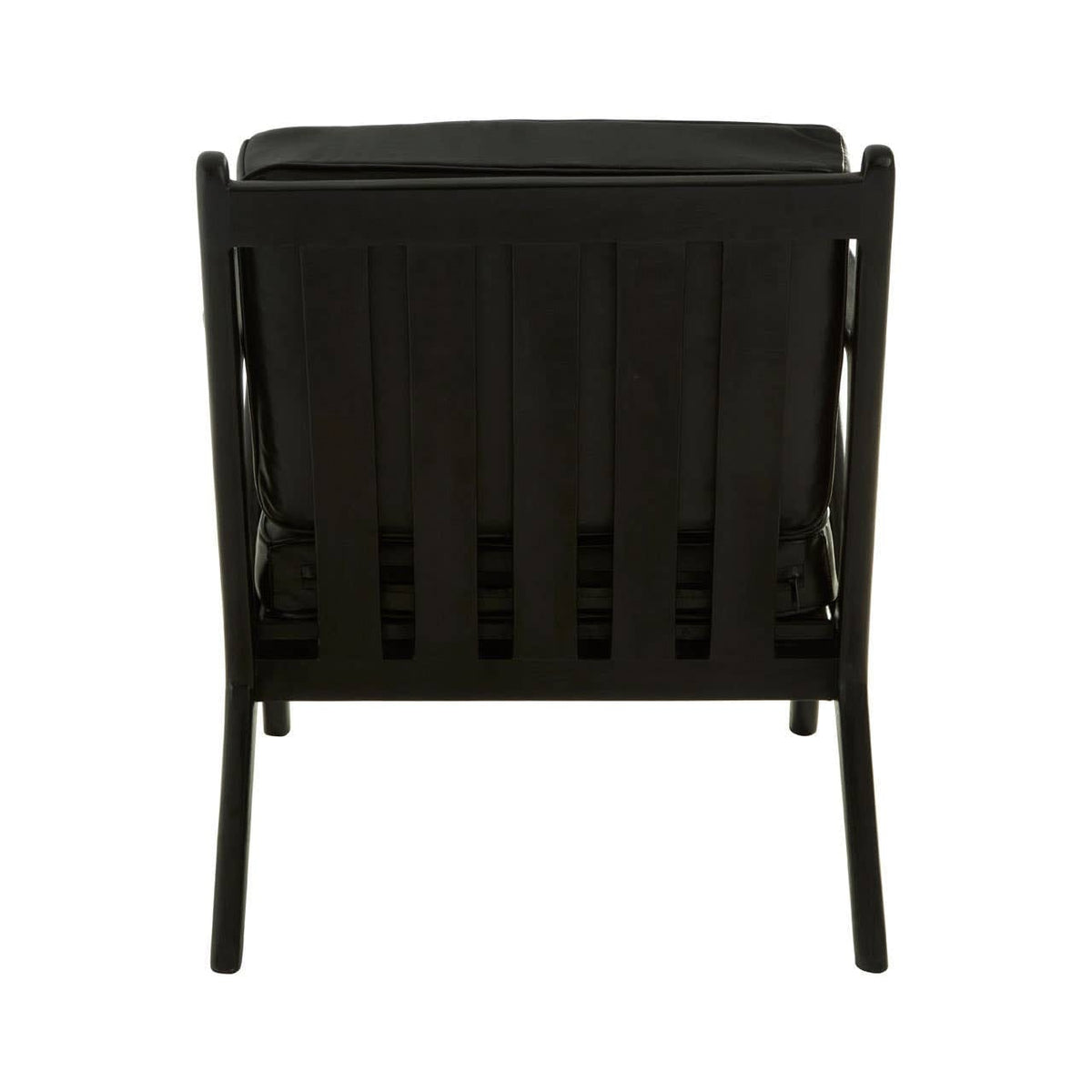Hamilton Interiors Living Kendari Black Leather and Teak Wood Frame Armchair House of Isabella UK