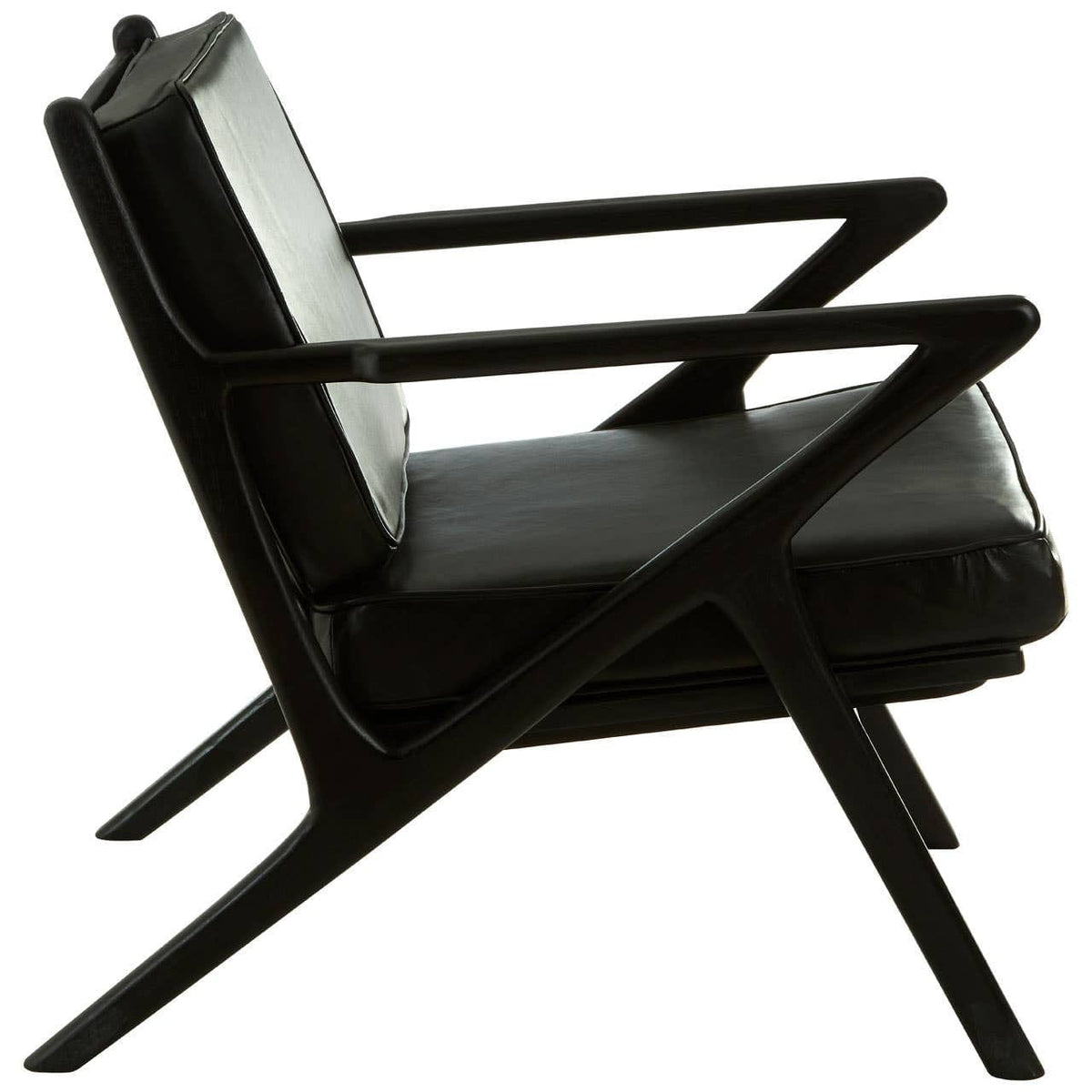 Hamilton Interiors Living Kendari Black Leather and Teak Wood Frame Armchair House of Isabella UK