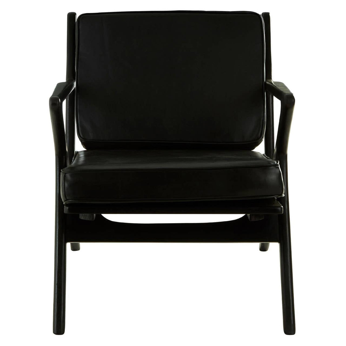 Hamilton Interiors Living Kendari Black Leather and Teak Wood Frame Armchair House of Isabella UK