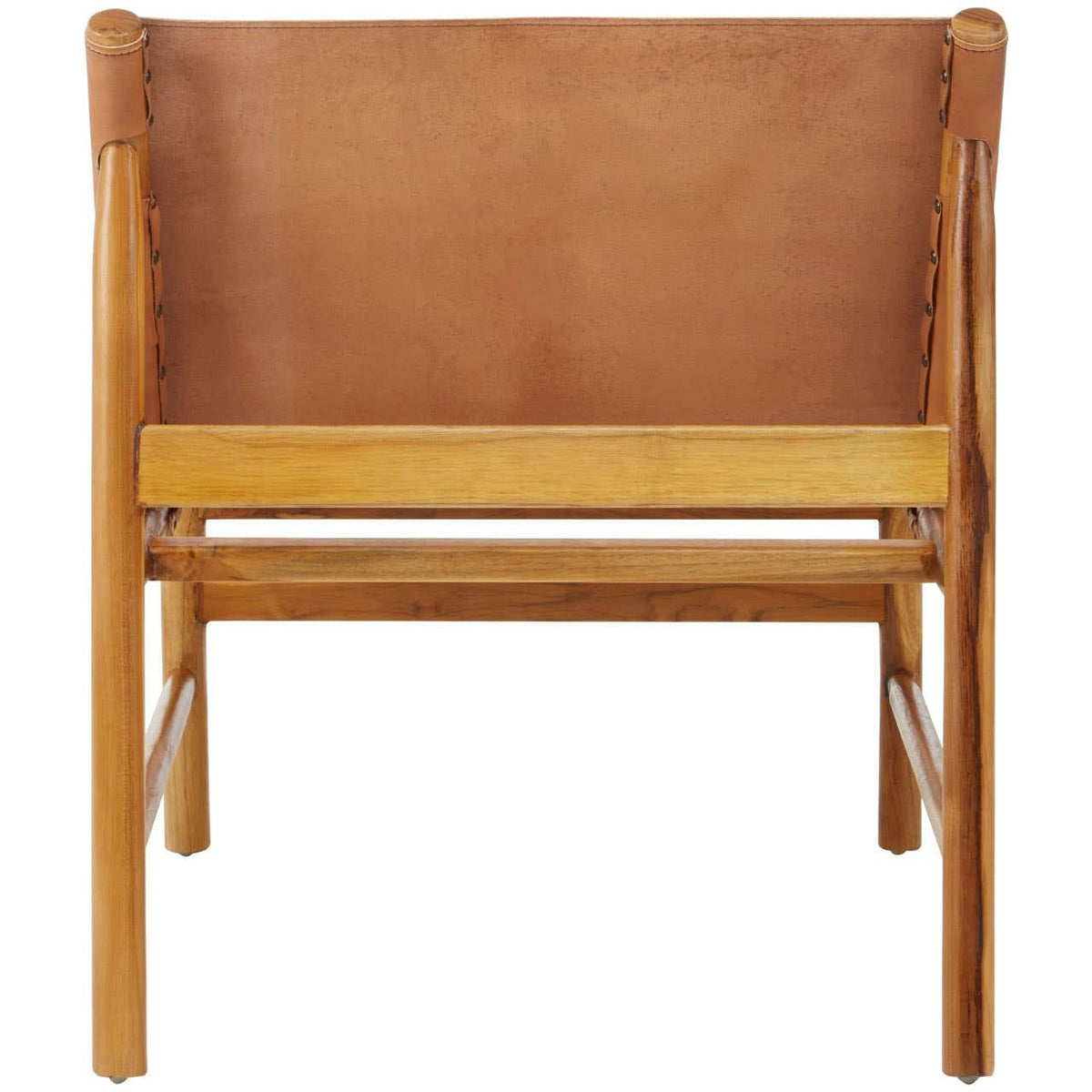 Hamilton Interiors Living Kendari Brown Leather and Teak Modern Sling Chair House of Isabella UK