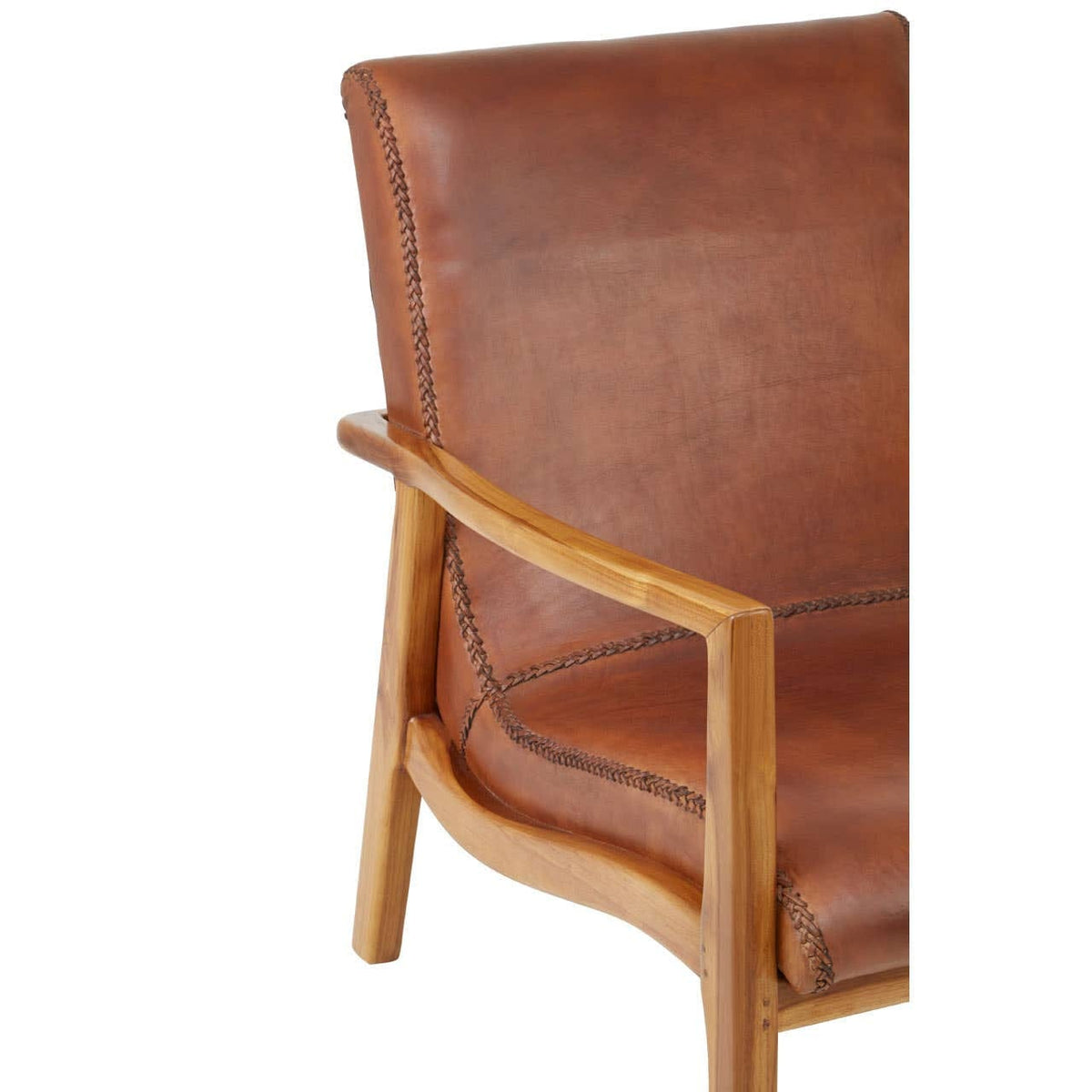 Hamilton Interiors Living Kendari Brown Leather and Teak Wood Armchair House of Isabella UK