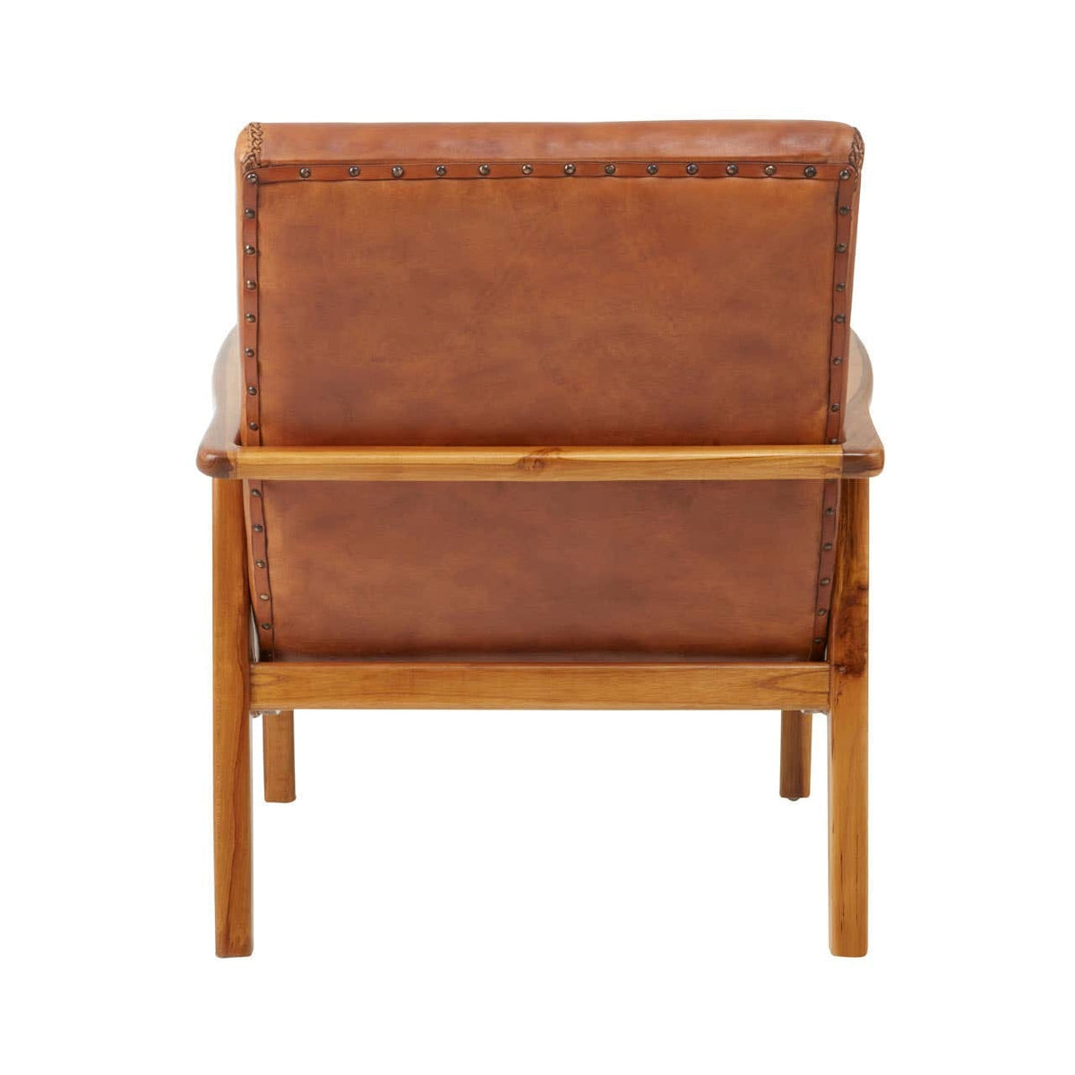 Hamilton Interiors Living Kendari Brown Leather and Teak Wood Armchair House of Isabella UK