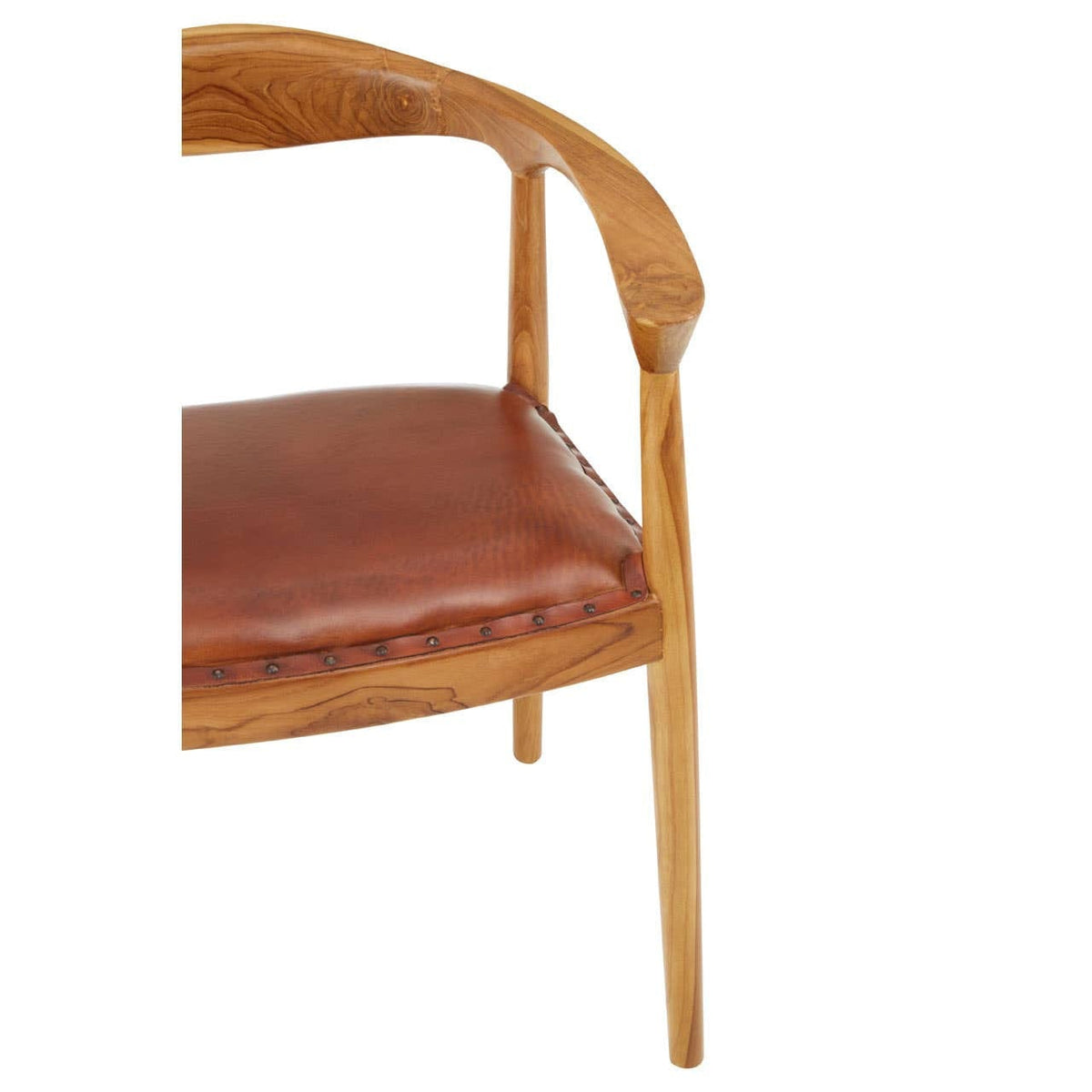 Hamilton Interiors Living Kendari Brown Leather and Teak Wood Chair House of Isabella UK