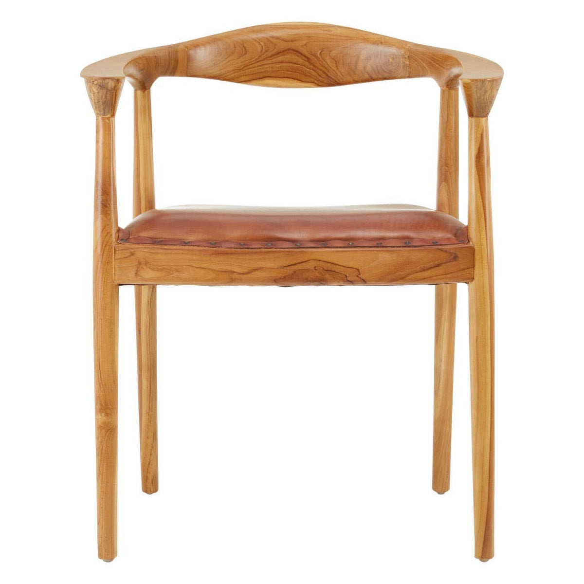 Hamilton Interiors Living Kendari Brown Leather and Teak Wood Chair House of Isabella UK