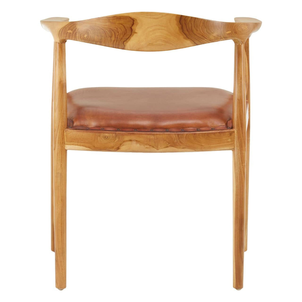 Hamilton Interiors Living Kendari Brown Leather and Teak Wood Chair House of Isabella UK