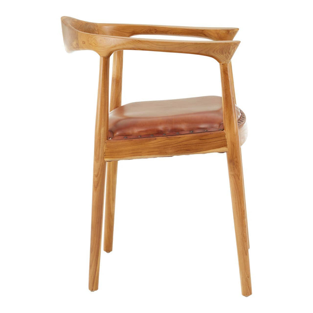 Hamilton Interiors Living Kendari Brown Leather and Teak Wood Chair House of Isabella UK