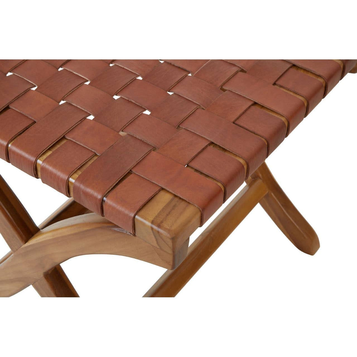 Hamilton Interiors Living Kendari Brown Woven Leather Stool House of Isabella UK