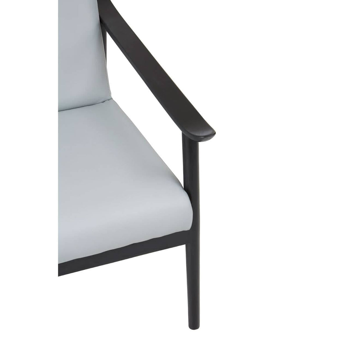 Hamilton Interiors Living Kendari Grey Leather Armchair with Black Teak Wood Frame House of Isabella UK