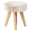 Hamilton Interiors Living Kendari Hair on Leather and Teak Stool House of Isabella UK