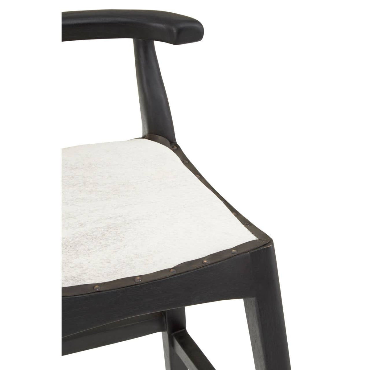 Hamilton Interiors Living Kendari White Leather And Black Teak Bar Chair House of Isabella UK