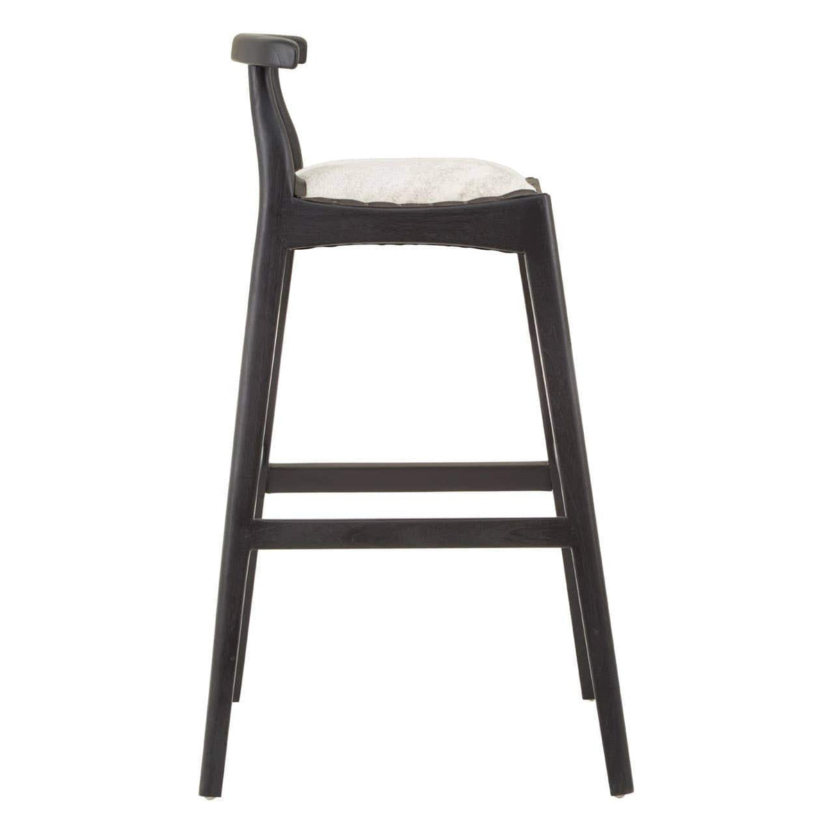 Hamilton Interiors Living Kendari White Leather And Black Teak Bar Chair House of Isabella UK
