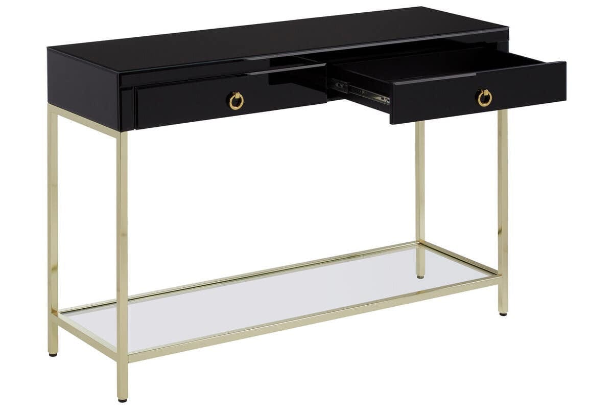 Hamilton Interiors Living Kensington Townhouse Black Mirror Console Table with Gold Frame House of Isabella UK