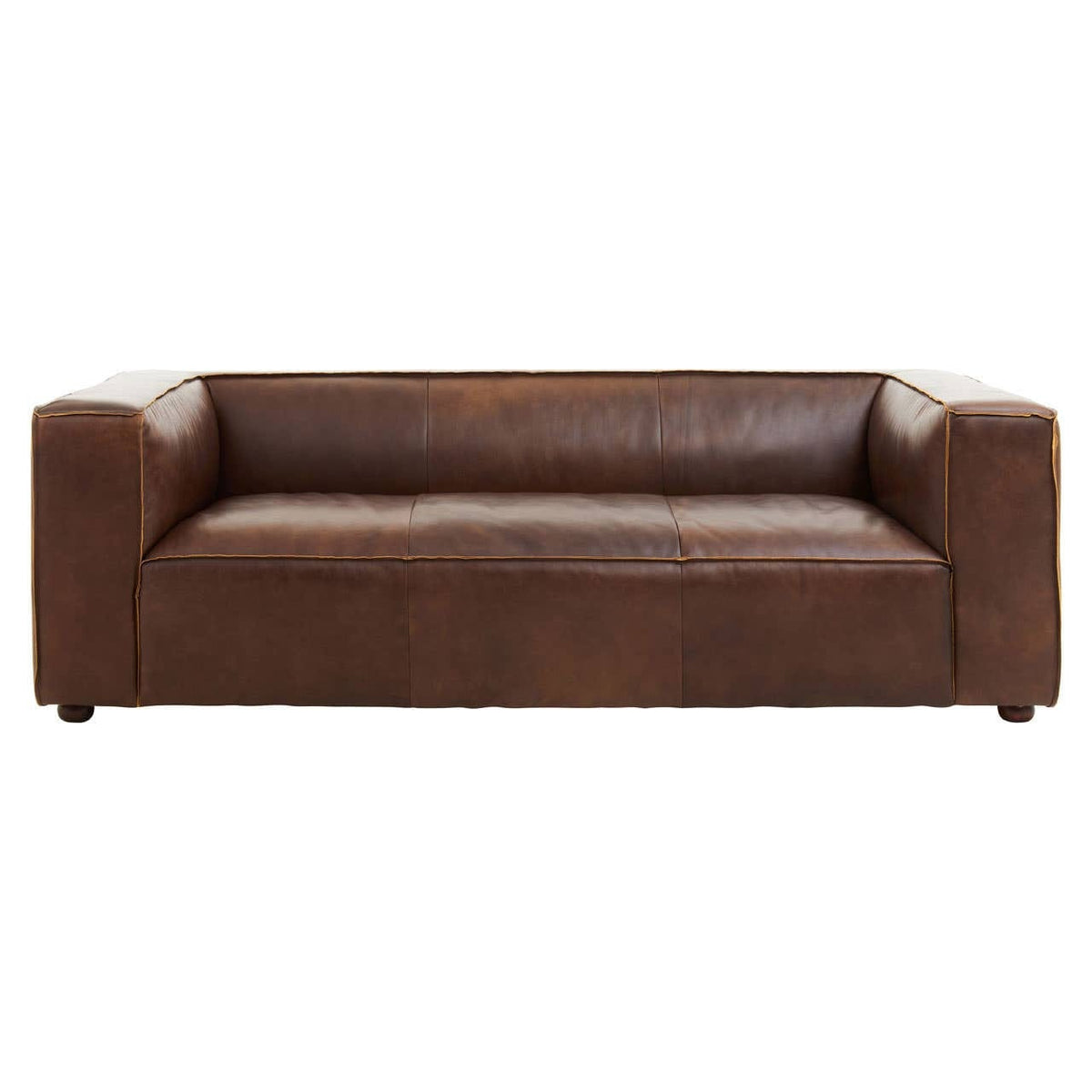 Hamilton Interiors Living King Three Seater Antique Brown Leather Sofa House of Isabella UK