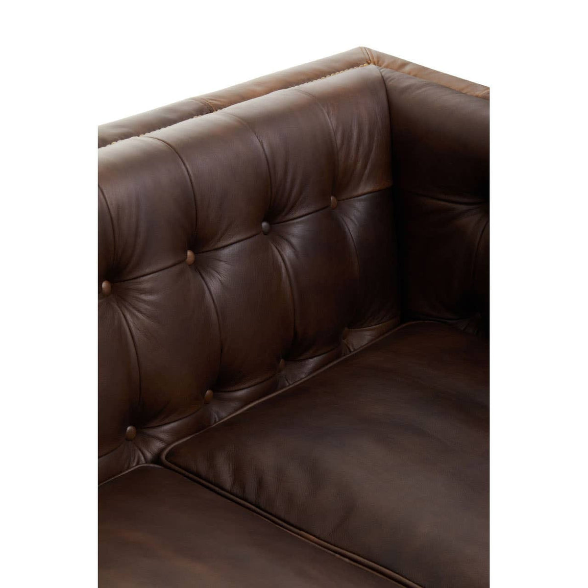 Hamilton Interiors Living King Three Seater Dark Brown Leather Modern Chesterfield Sofa House of Isabella UK