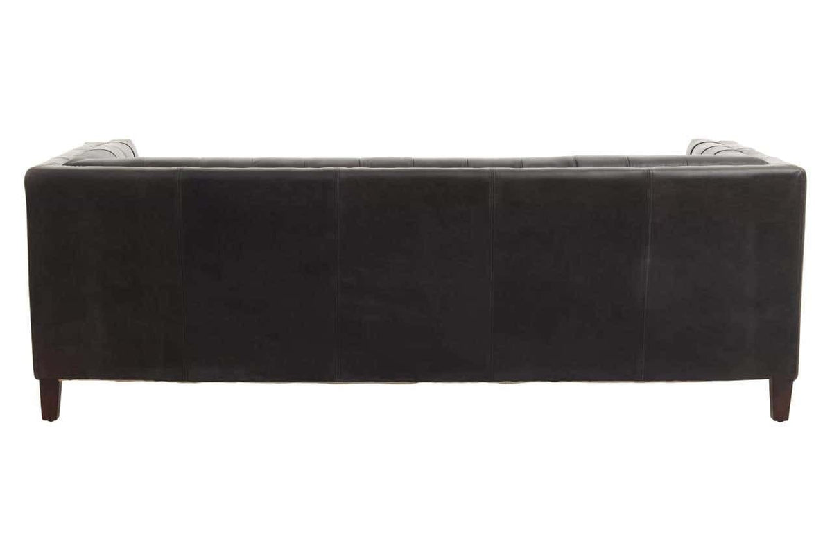 Hamilton Interiors Living King Three Seater Modern Chesterfield Black Leather Sofa House of Isabella UK