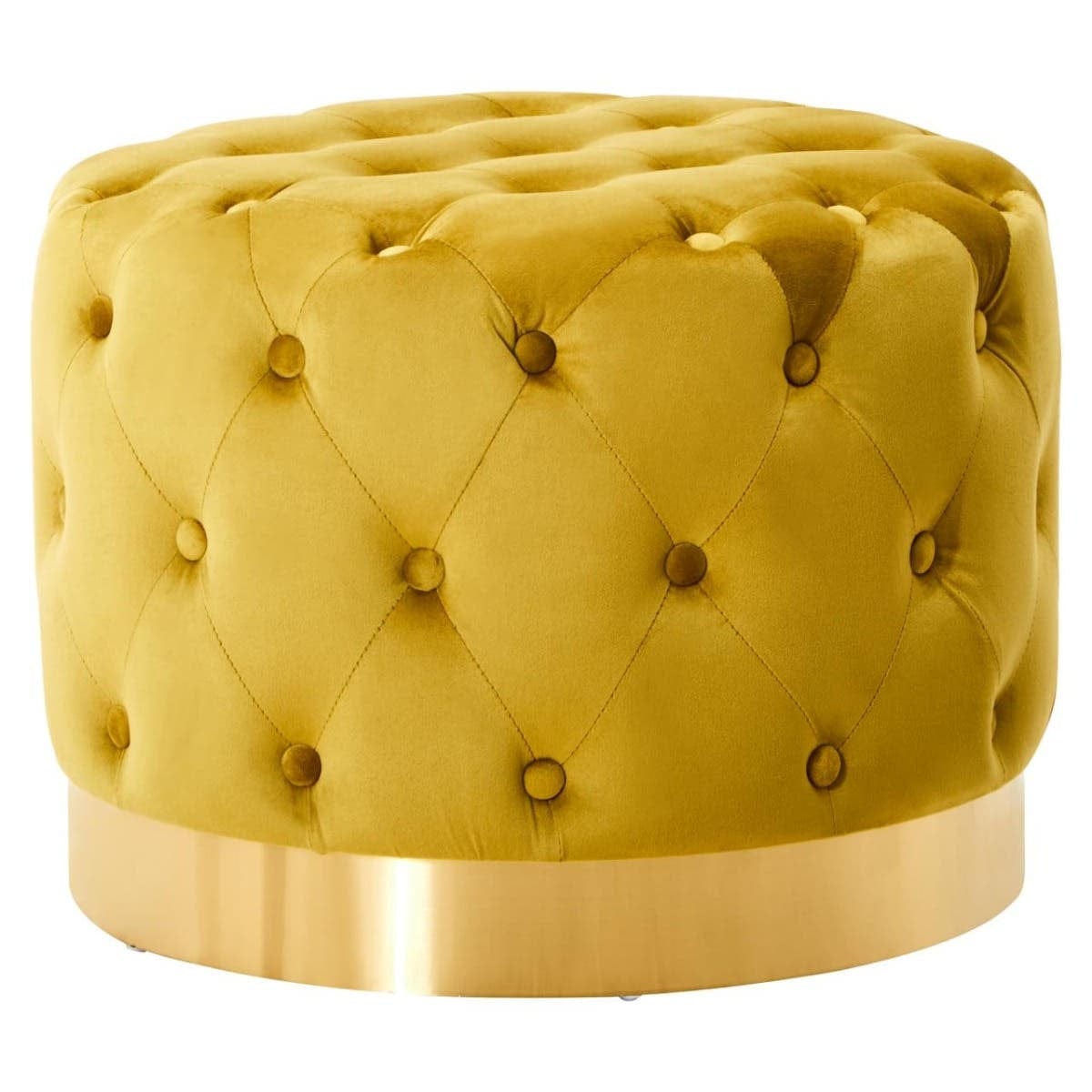Hamilton Interiors Living Loretta Pistachio Velvet Stool With Matte Gold Finish Base House of Isabella UK