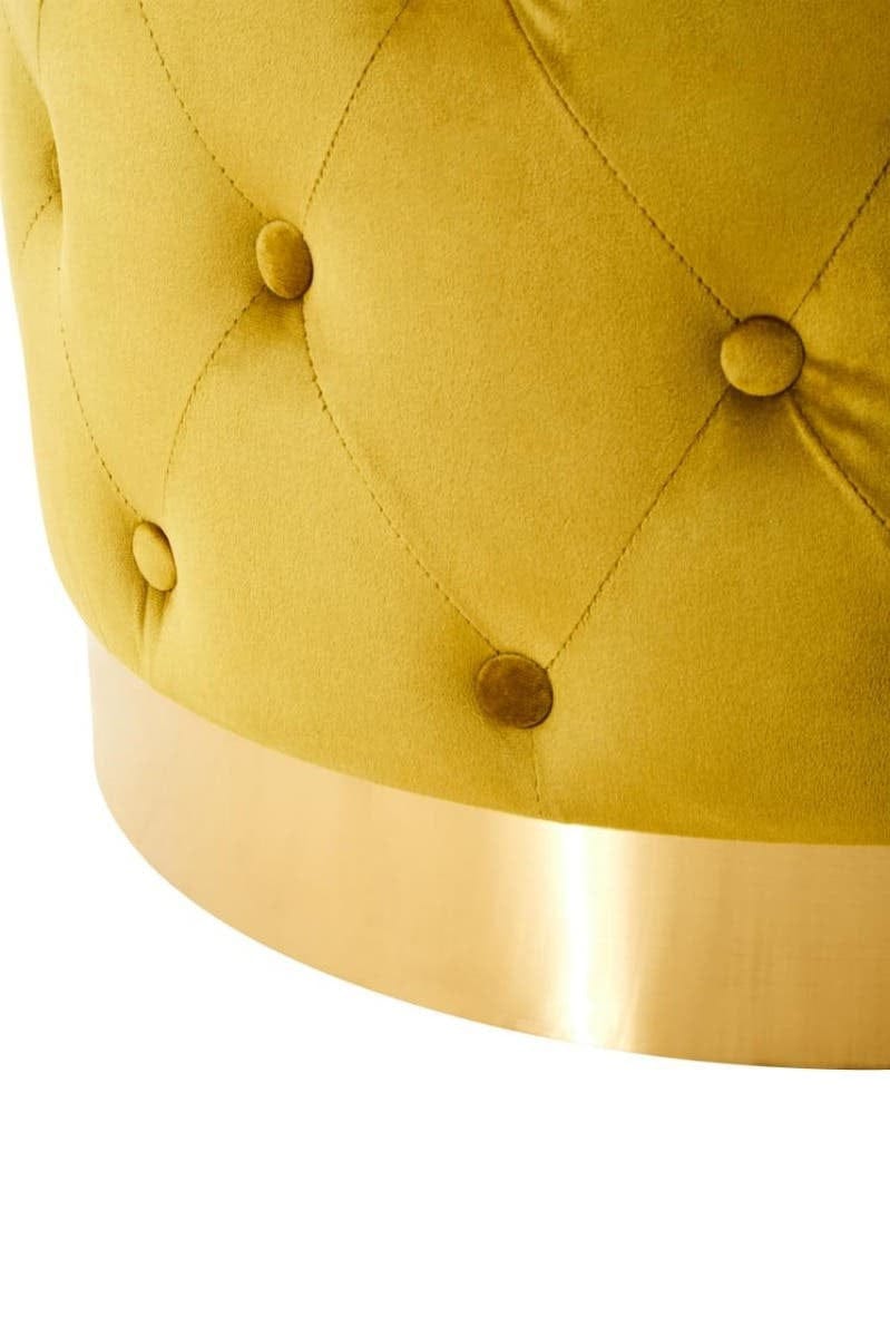 Hamilton Interiors Living Loretta Pistachio Velvet Stool With Matte Gold Finish Base House of Isabella UK