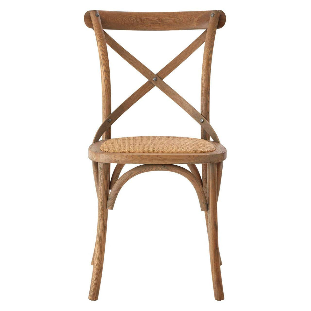 Hamilton Interiors Living Lyon Grey Oak Wood And Rattan Cross Back Dining Chair House of Isabella UK