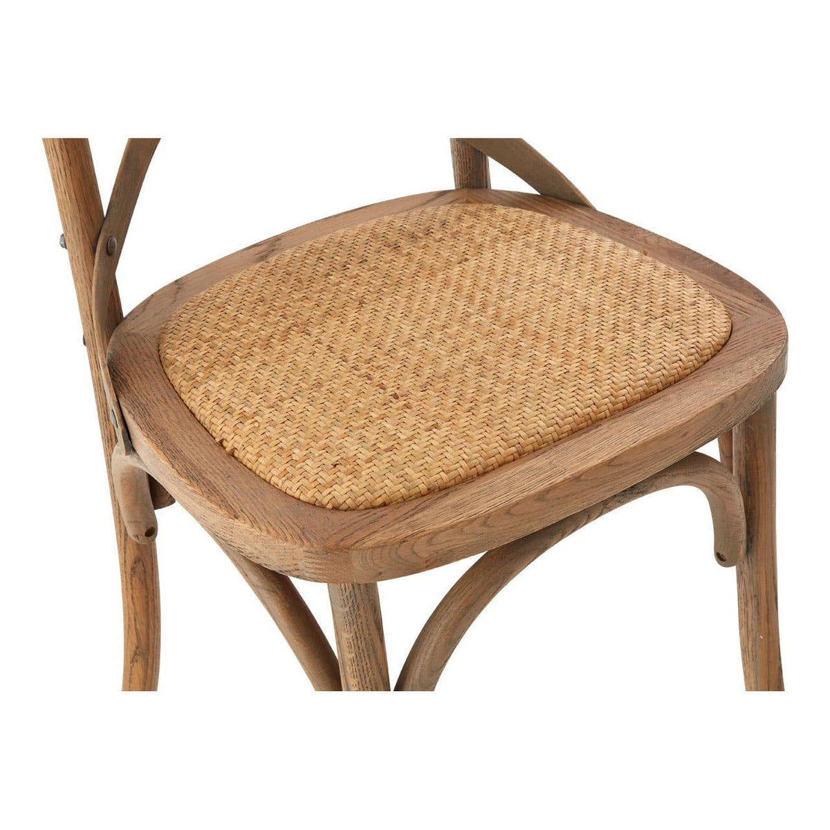 Hamilton Interiors Living Lyon Grey Oak Wood And Rattan Cross Back Dining Chair House of Isabella UK