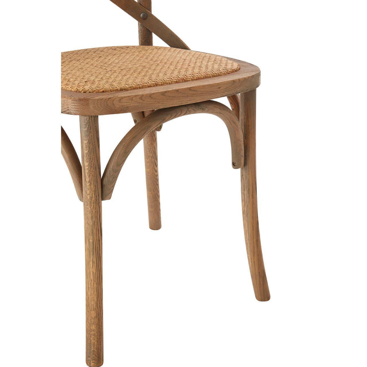 Hamilton Interiors Living Lyon Grey Oak Wood And Rattan Cross Back Dining Chair House of Isabella UK