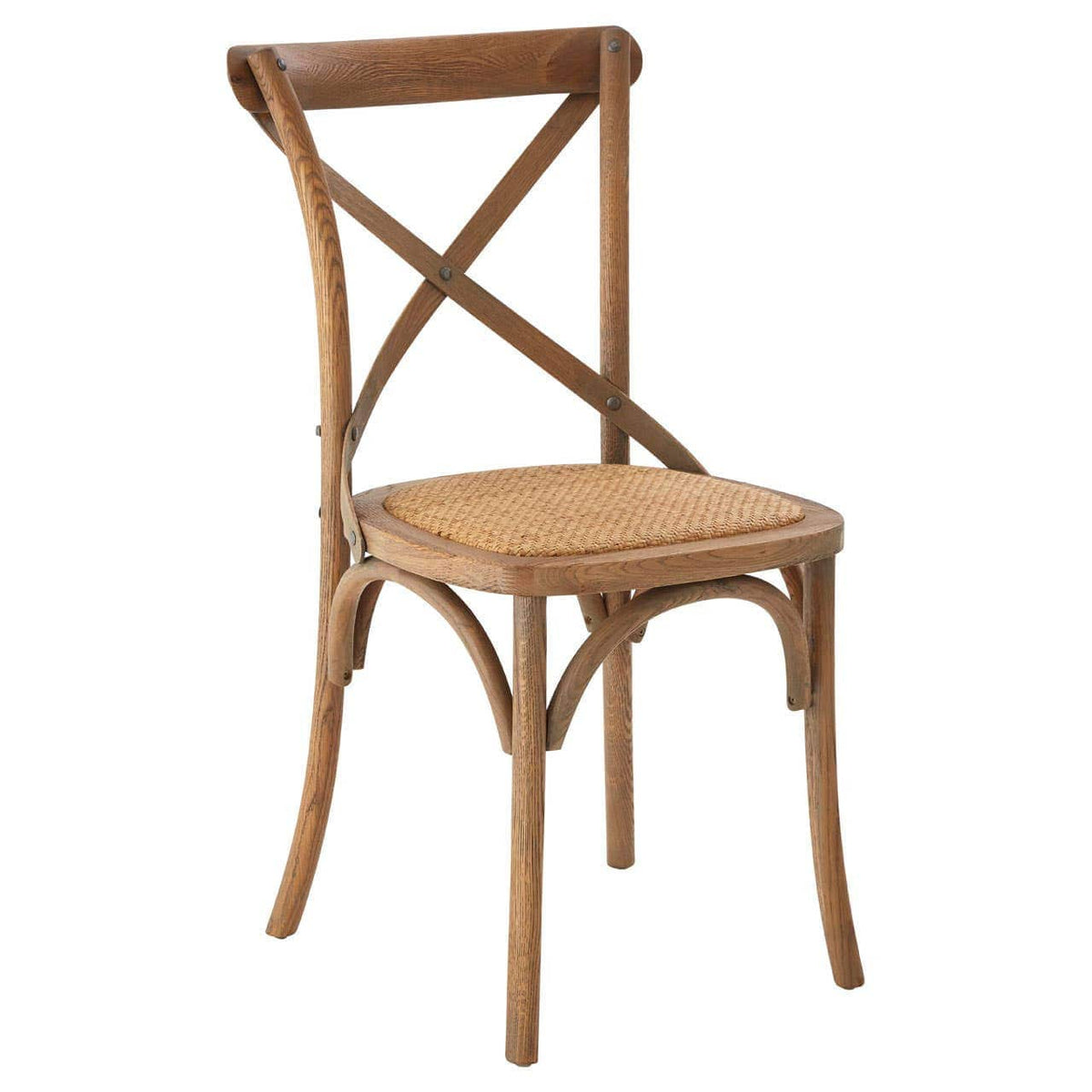 Hamilton Interiors Living Lyon Grey Oak Wood And Rattan Cross Back Dining Chair House of Isabella UK