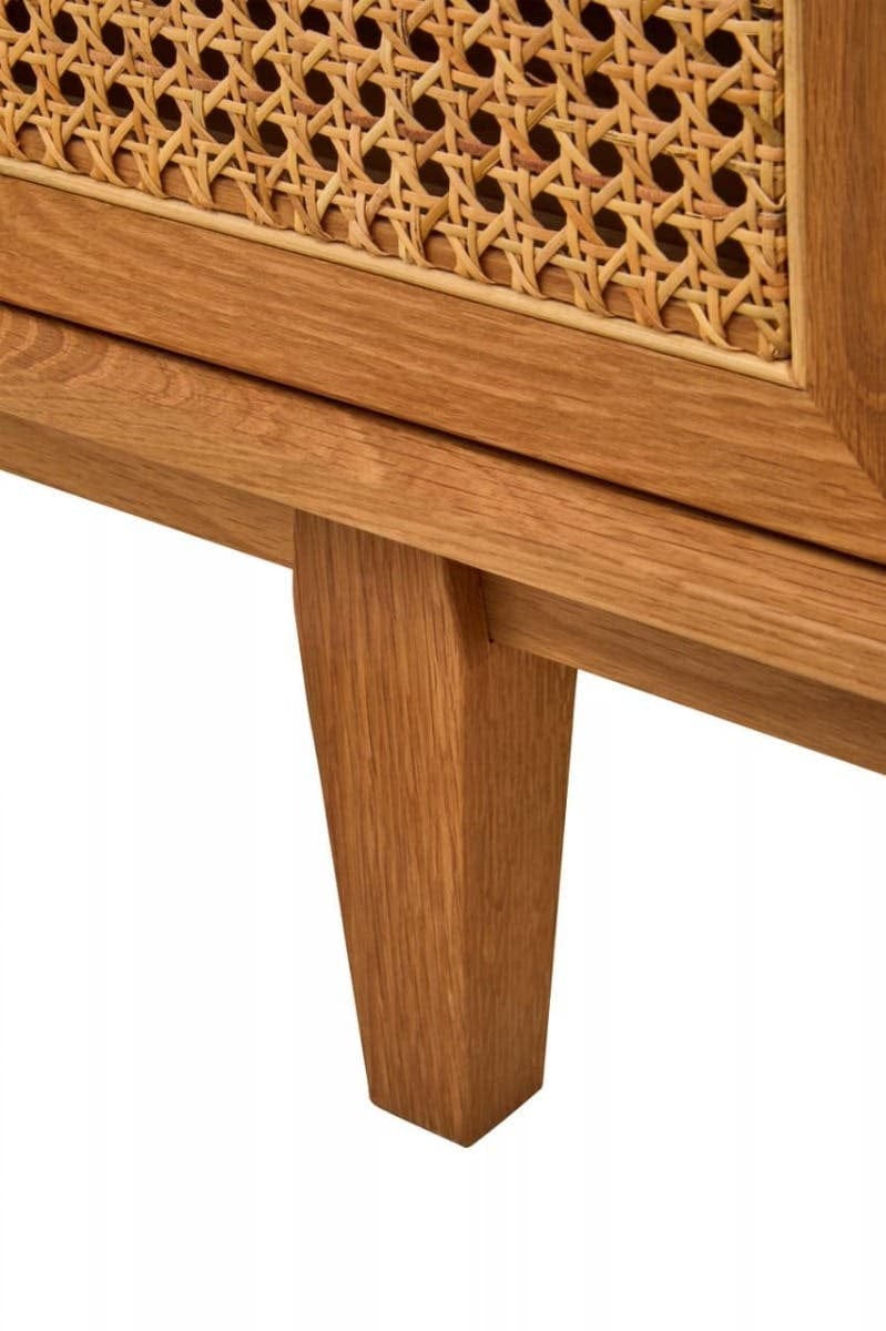 Hamilton Interiors Living Lyon Rattan and Oak Wood 4 Door Sideboard House of Isabella UK