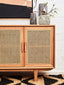 Hamilton Interiors Living Lyon Rattan and Oak Wood 4 Door Sideboard House of Isabella UK