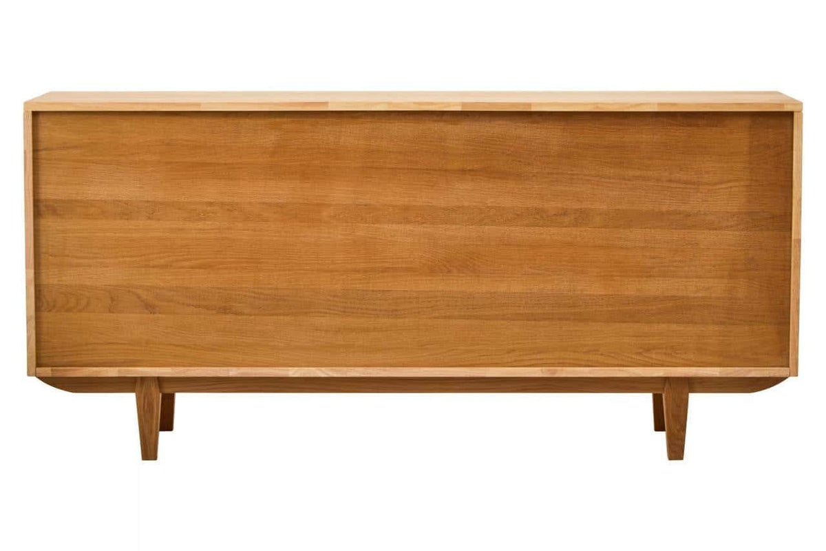 Hamilton Interiors Living Lyon Rattan and Oak Wood 4 Door Sideboard House of Isabella UK