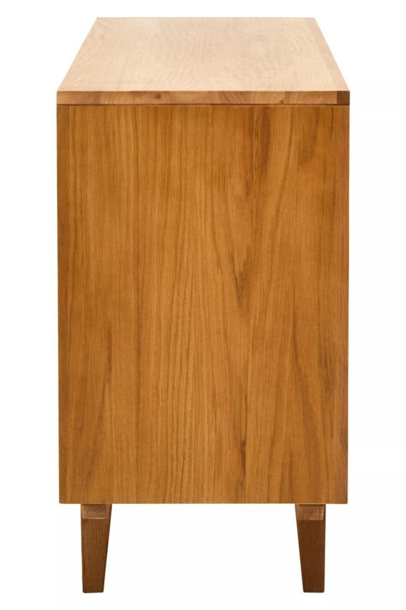 Hamilton Interiors Living Lyon Rattan and Oak Wood 4 Door Sideboard House of Isabella UK