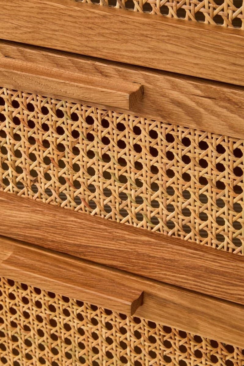 Hamilton Interiors Living Lyon Rattan and Oak Wood Chest of Four Drawers House of Isabella UK