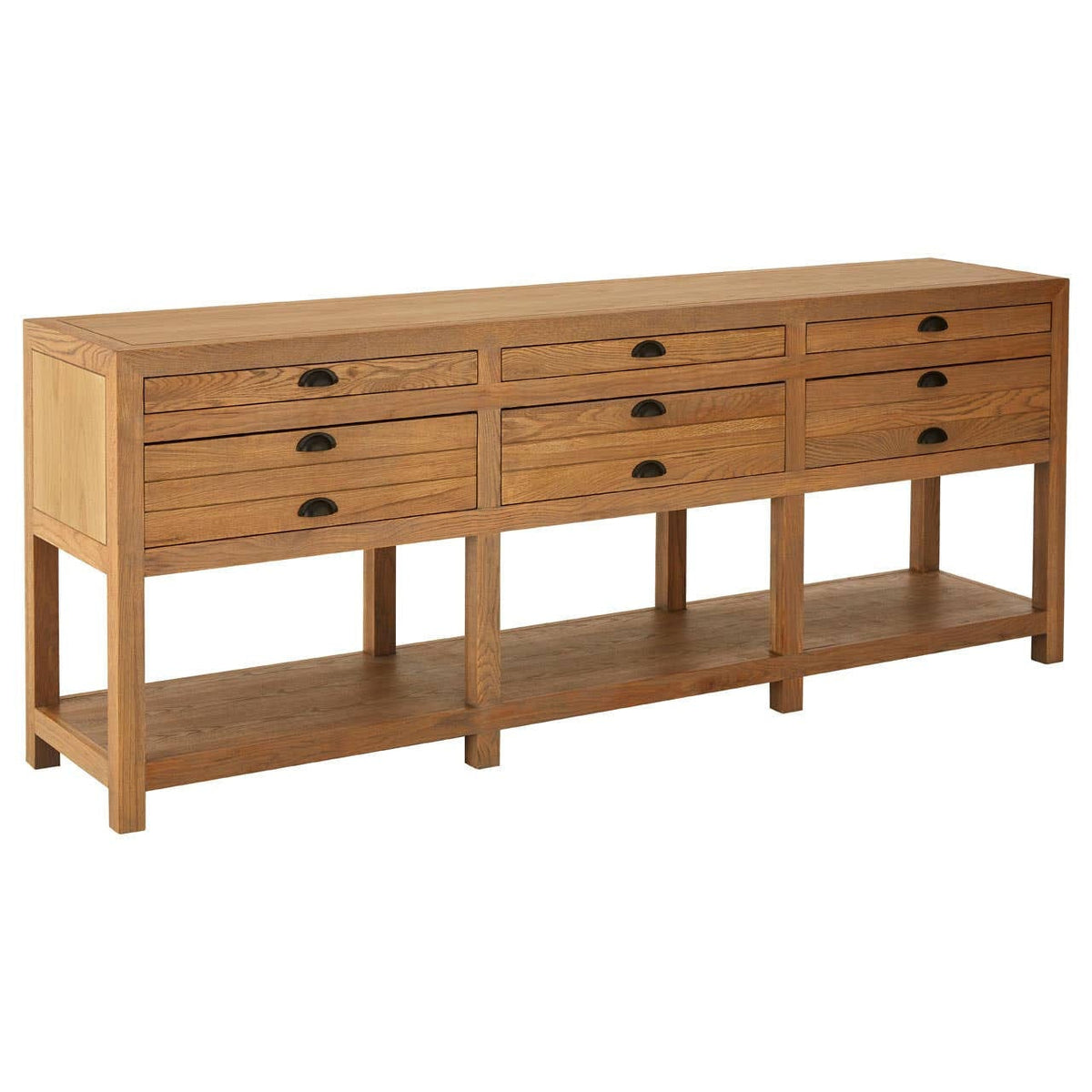 Hamilton Interiors Living Lyon Washed Grey Oak Wood Console Table with Drawers House of Isabella UK
