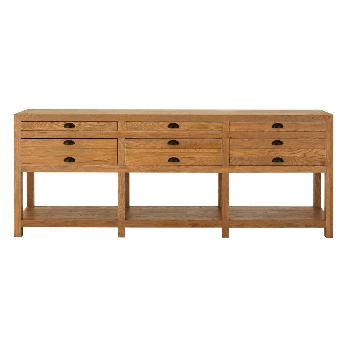 Hamilton Interiors Living Lyon Washed Grey Oak Wood Console Table with Drawers House of Isabella UK