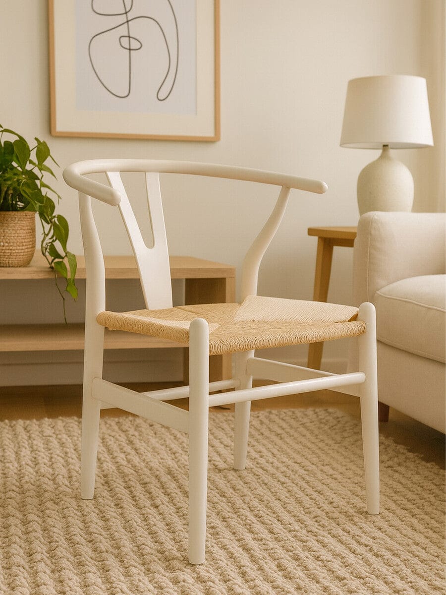 Hamilton Interiors Living Lyon Wishbone Antique White Chair House of Isabella UK